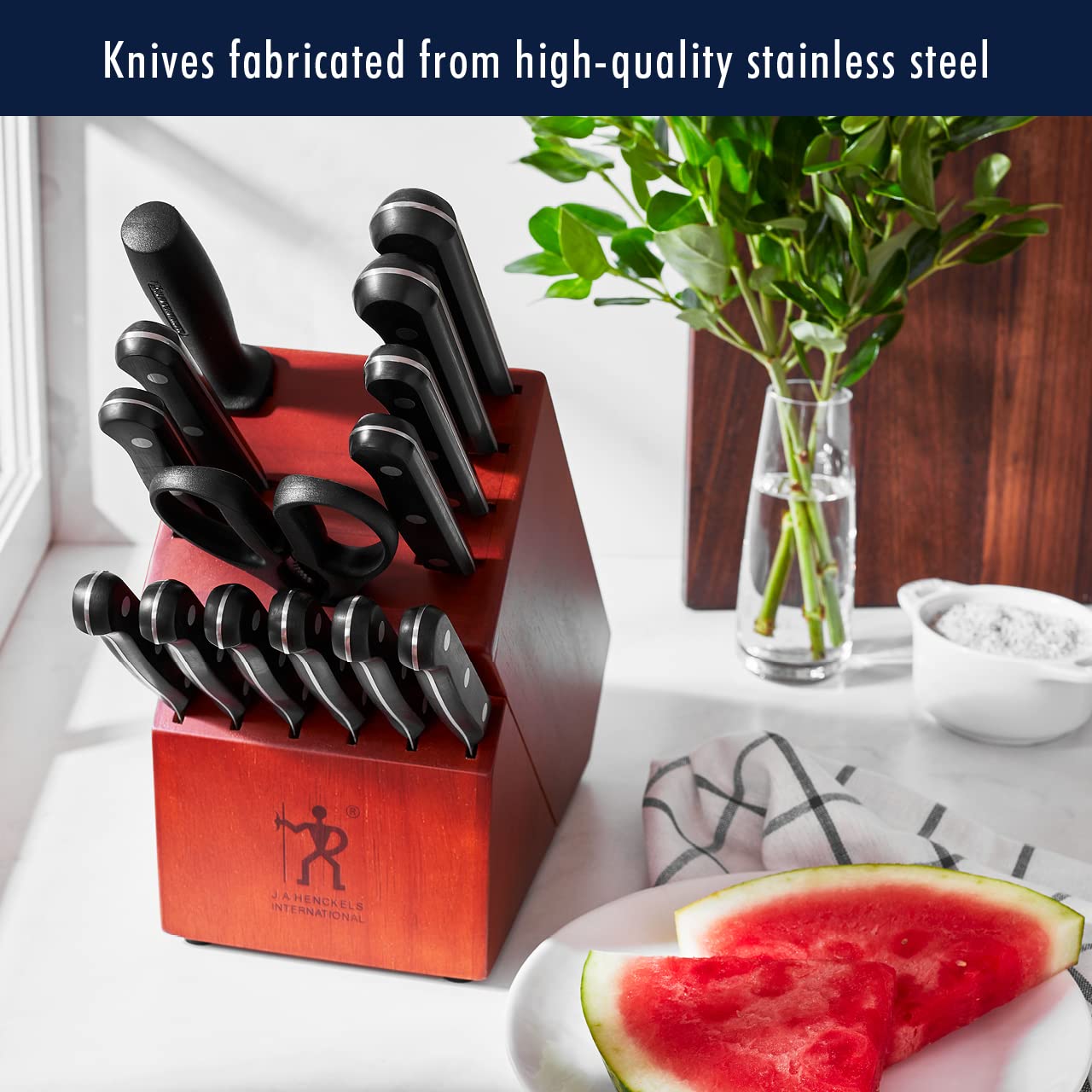 HENCKELS Solution Knife Block Set, 15 pc, Walnut