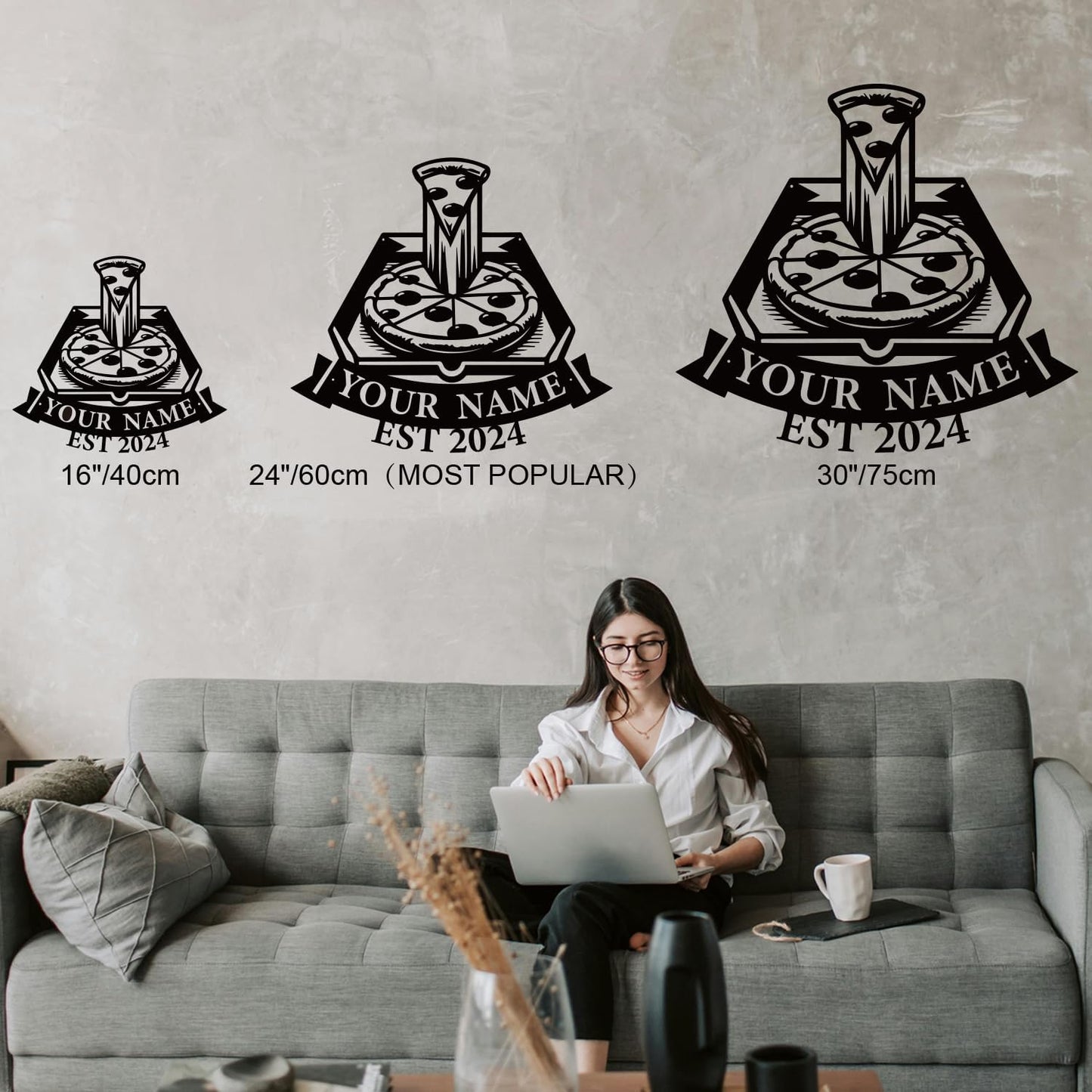 magilab Personalized Pizza Metal Sign, Custom Kitchen Wall Decor for Home & Outdoor, Food Lover Gift (Style B)