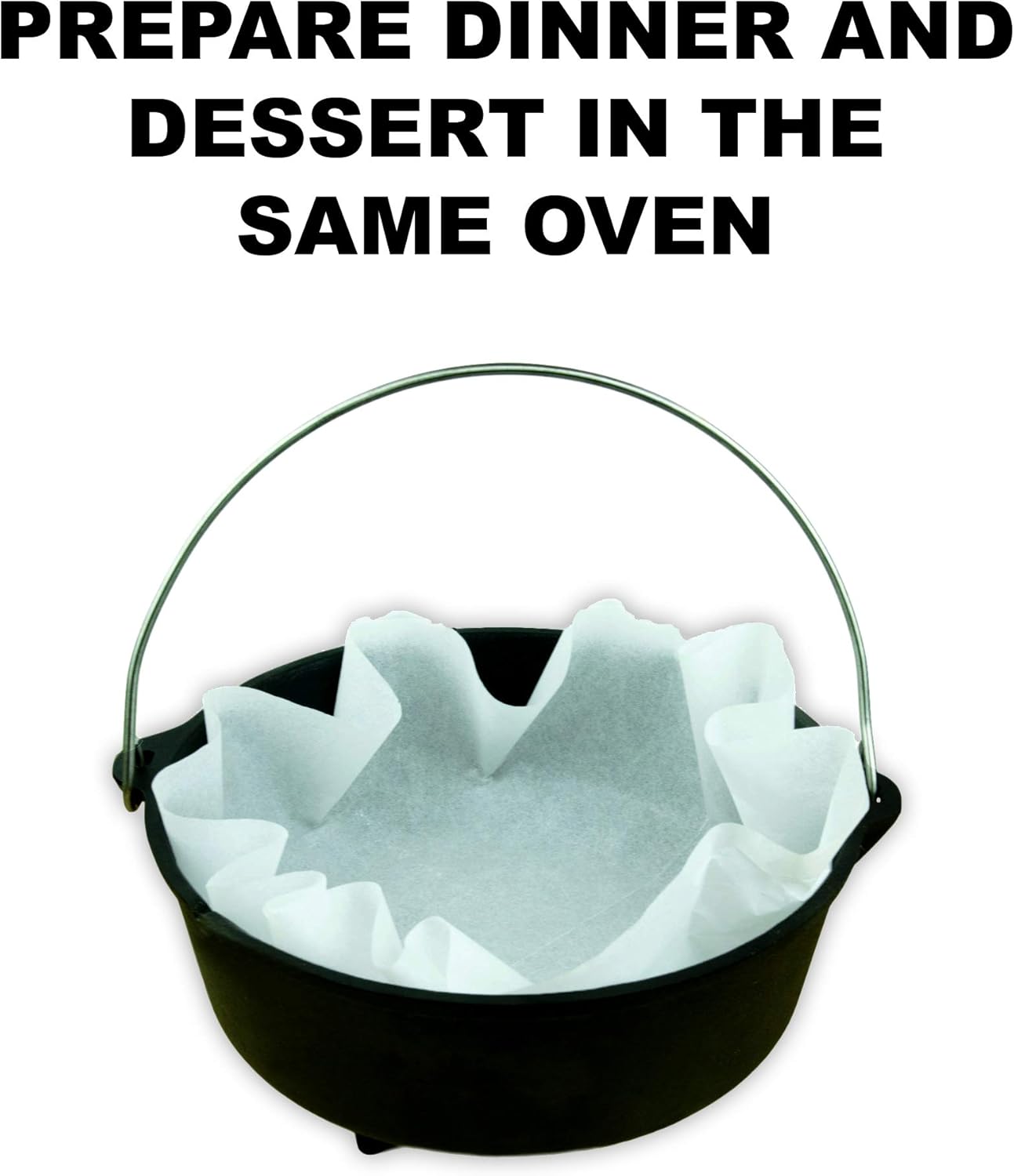 CampLiner Disposable Dutch Oven Liners – 20 Pack Extra-Thick Parchment Paper Rounds for 10”–14” Cast Iron Dutch Ovens | Eco-Friendly, Easy Cleanup Liners for Camping, Baking, & Outdoor Cooking