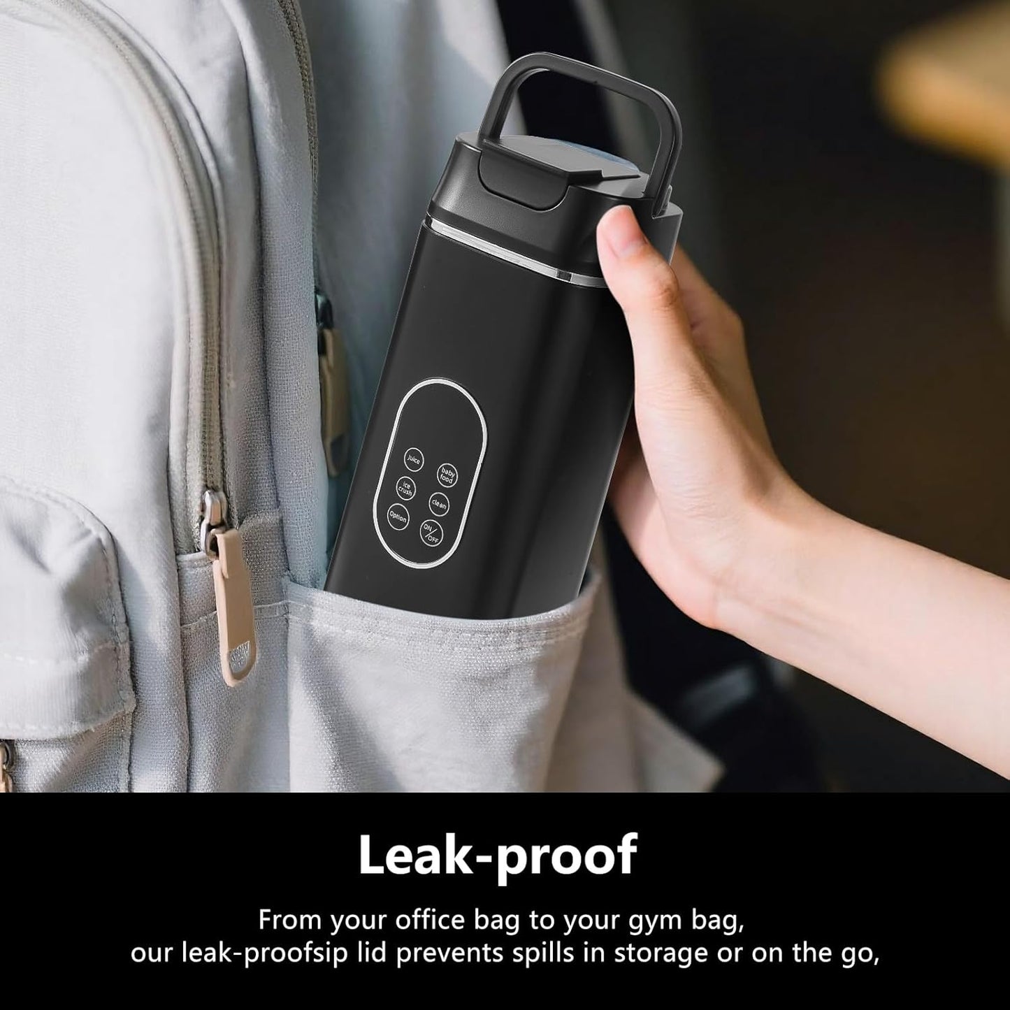 Portable Personal Blender with 12 Stainless Steel Blades – USB Rechargeable for Smoothie Shakes,14 Oz/420ML Cup and Extra Handle Lid, for Travel Sports Gym (Black)