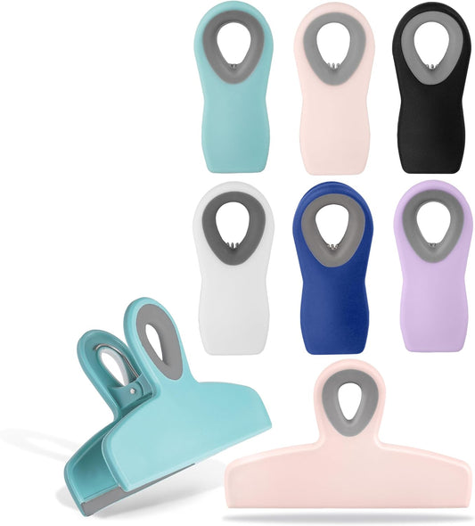 COOK WITH COLOR Bag Clips - Heavy Duty Chip Clip and Refrigerator Magnet Clips for Food Storage with Air Tight Seal Grip, Multi, Pack of 8