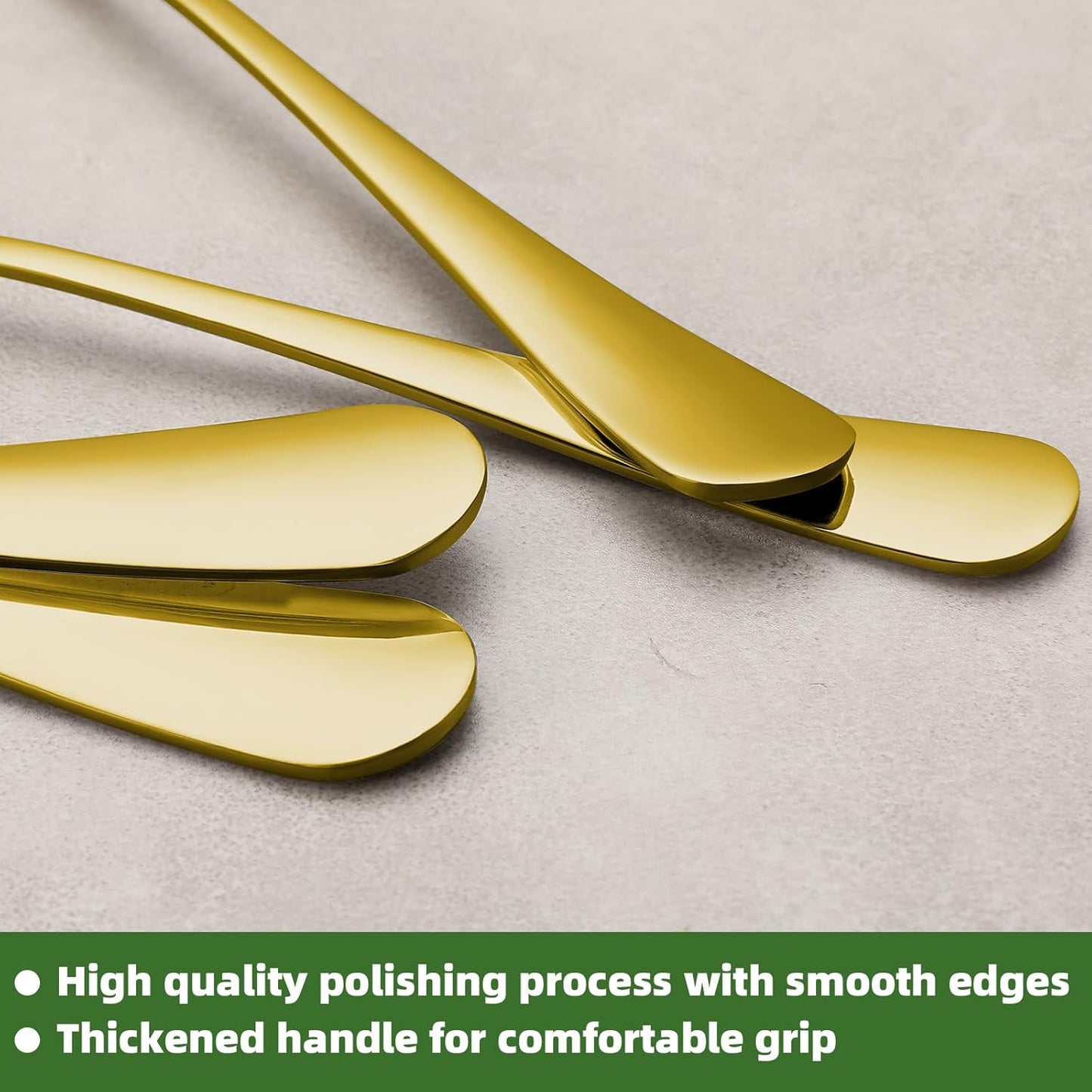 24 Pcs Gold Forks and Spoons Silverware Set, Food Grade Stainless Steel Flatware Cutlery Set for Kitchen and Restaurant, 12 Dinner Fork(8") and 12 Teaspoon(6.7"), Mirror Polished, Dishwasher Safe