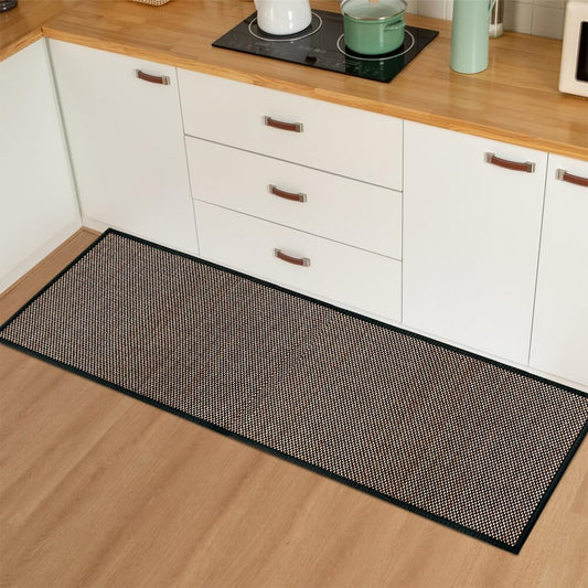 Artoid Mode Washable Non Skid Kitchen Rugs and Mats Doormat, Absorbent Door Mat Rugs for Kitchen Floor Front of Sink Hallway Black 17x47 Inch