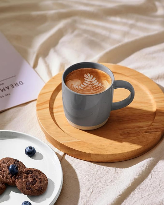 famiware Coffee Mugs for 6, 13 oz Mug Set, Dringking Cup with Handle for Coffee, Tea, Cocoa, Milk, Milkyway serise, Dark Gray