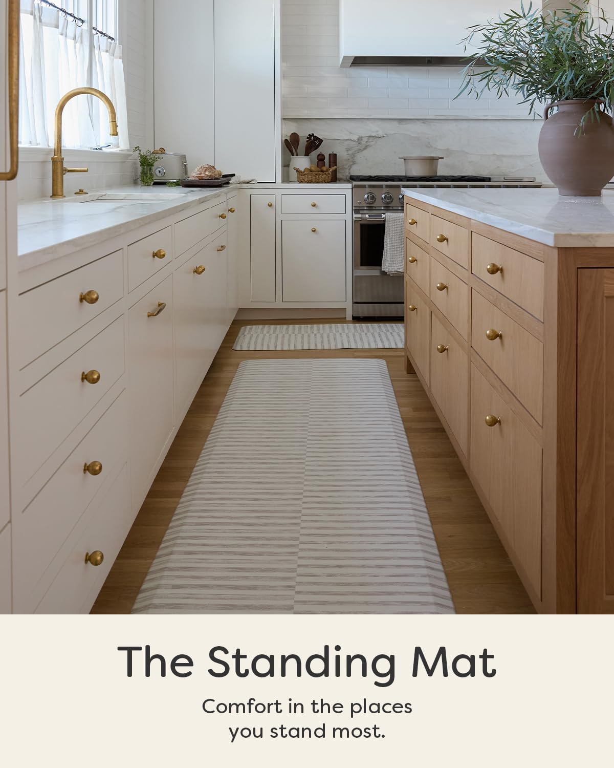 House of Noa Nama Standing Mat – Anti-Fatigue Cushioned Kitchen Mats for Floor | Ergonomic Bounce-Back Foam Kitchen Mats | Anti-Fatigue Mats for Kitchen & Standing | Reese Bark | 30" x 72"