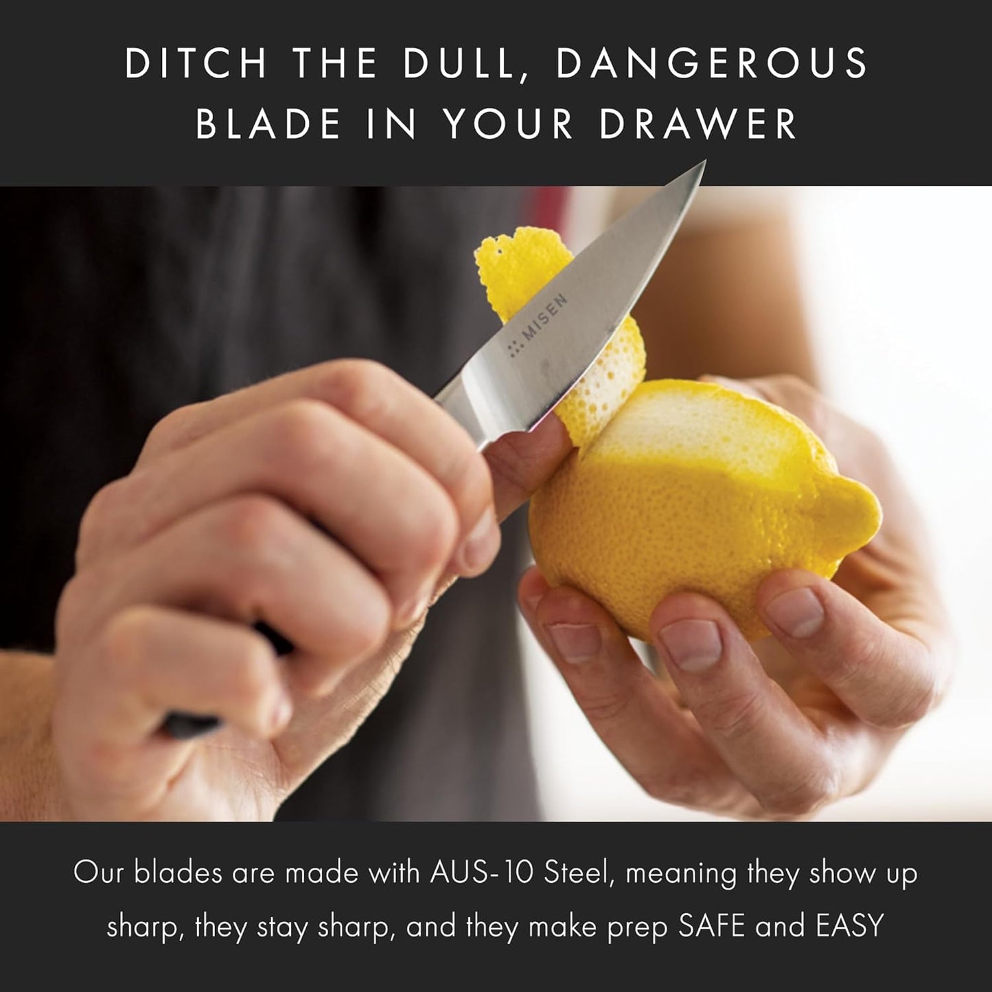 Misen 3.5" Paring Knife – Precision Kitchen Knife - High-Carbon Stainless Steel Blade – Ergonomic Handle for Peeling, Trimming, and Slicing – Lightweight, Versatile Tool for All Culinary Tasks - Black