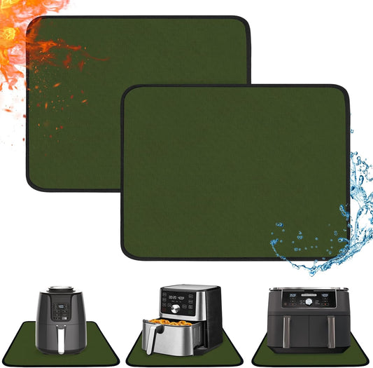 Heat Resistant Mats for Countertop - Fireproof 16x24 in Heat Resistant Mats for Air Fryer - Kitchen Countertop Protector Hot Pad for Air Fryer, Coffee Maker, Stand Mixer, Oven 2PCS - Green
