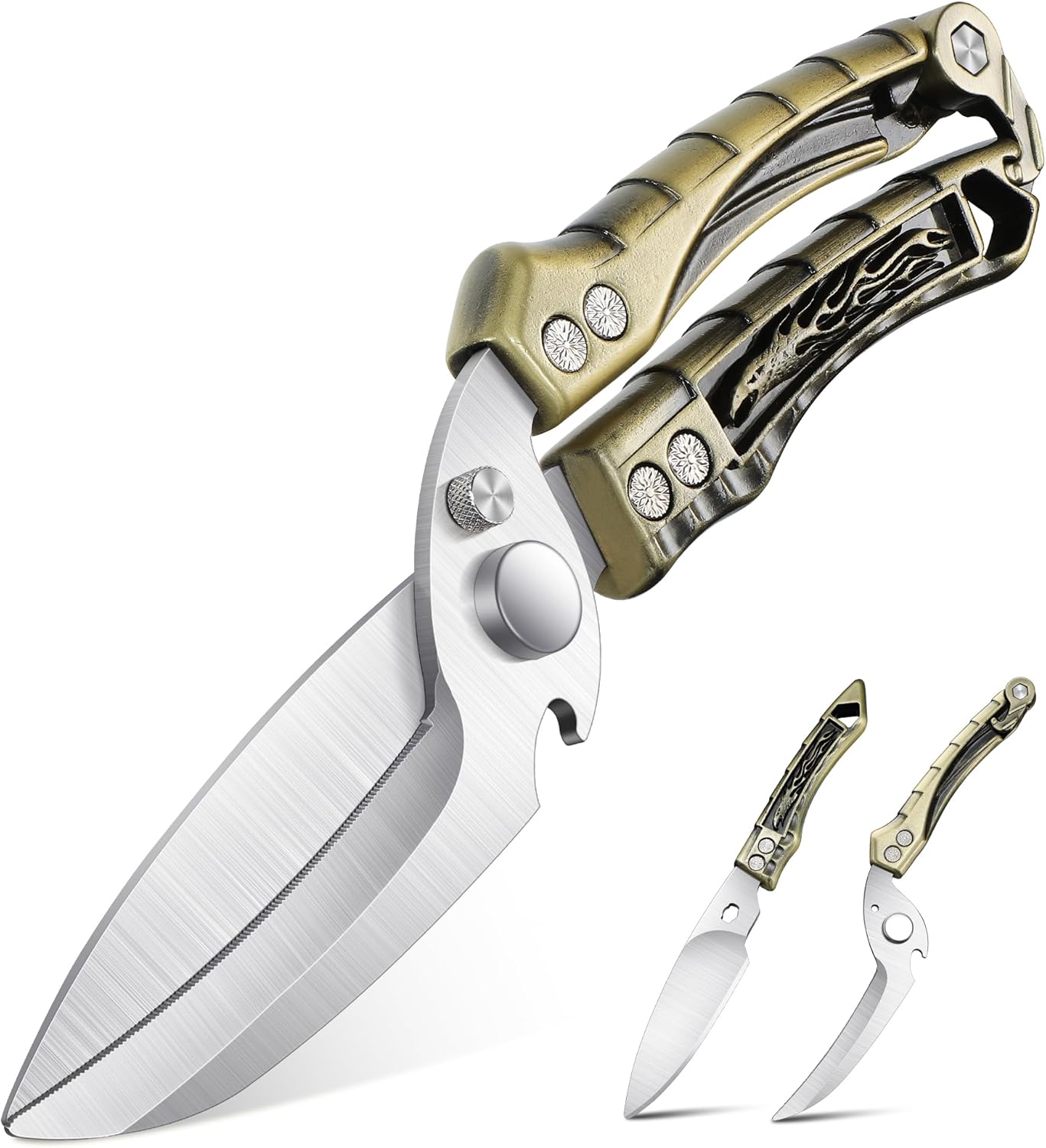 Dream Reach Kitchen Poultry Shears - Heavy Duty Detachable Cooking Scissors with Serrated Edge for Chicken, Meat, Turkey, Green Kitchen Shears for Thansgiving Gift