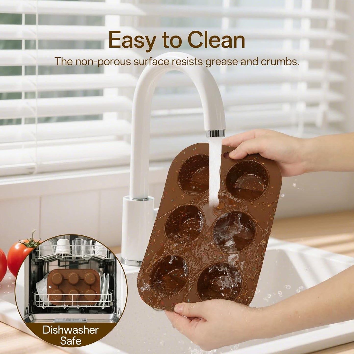 4 Pack Silicone Muffin Pan for Baking, Regular Size Nonstick Cupcake Pan, 6-Cup Silicone Muffin Tin BPA Free Dishwasher Safe, Great for Muffin Cupcake Brownie Egg Tart