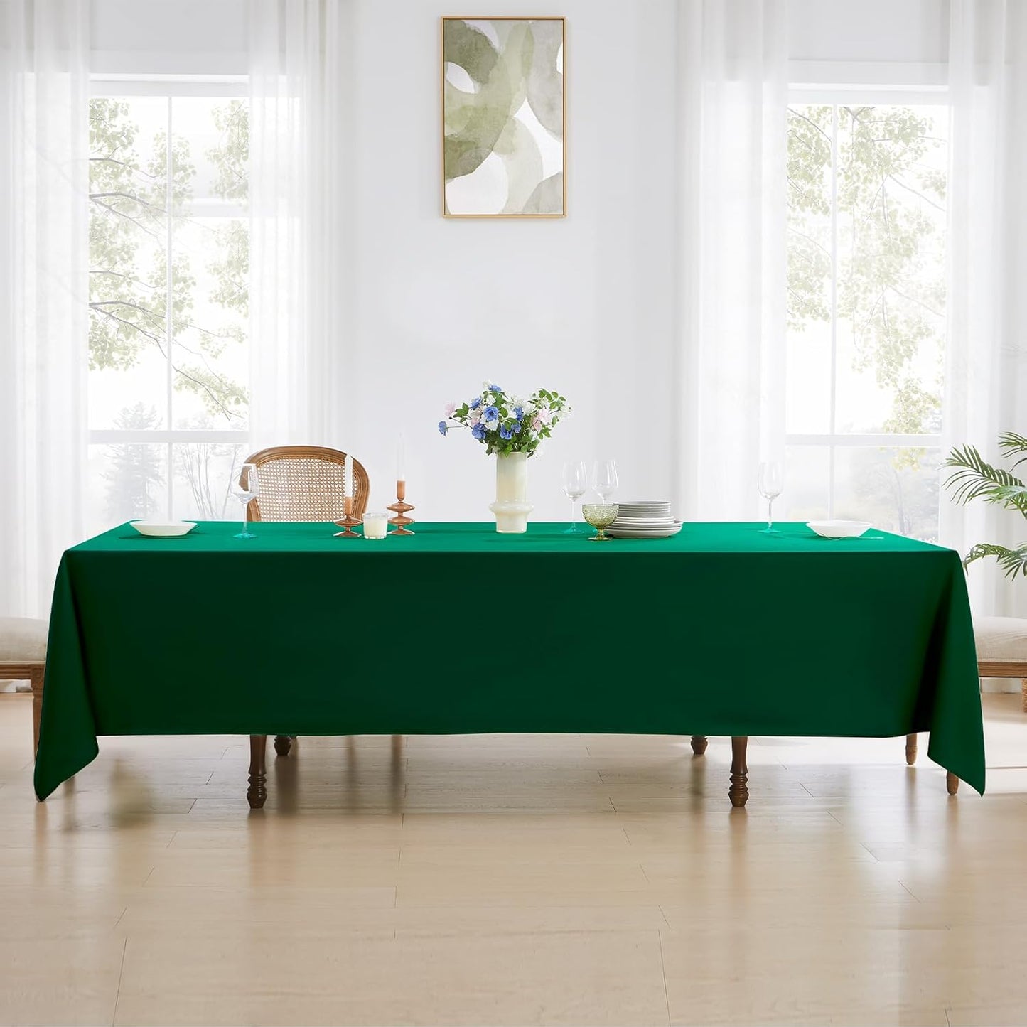 Rectangle Tablecloths 60x120 Inch 6 Pack Dark Green Tablecloth Washable Decorative Linen Polyester Table Cloths for Dining Table Banquets Buffet Parties and Wedding