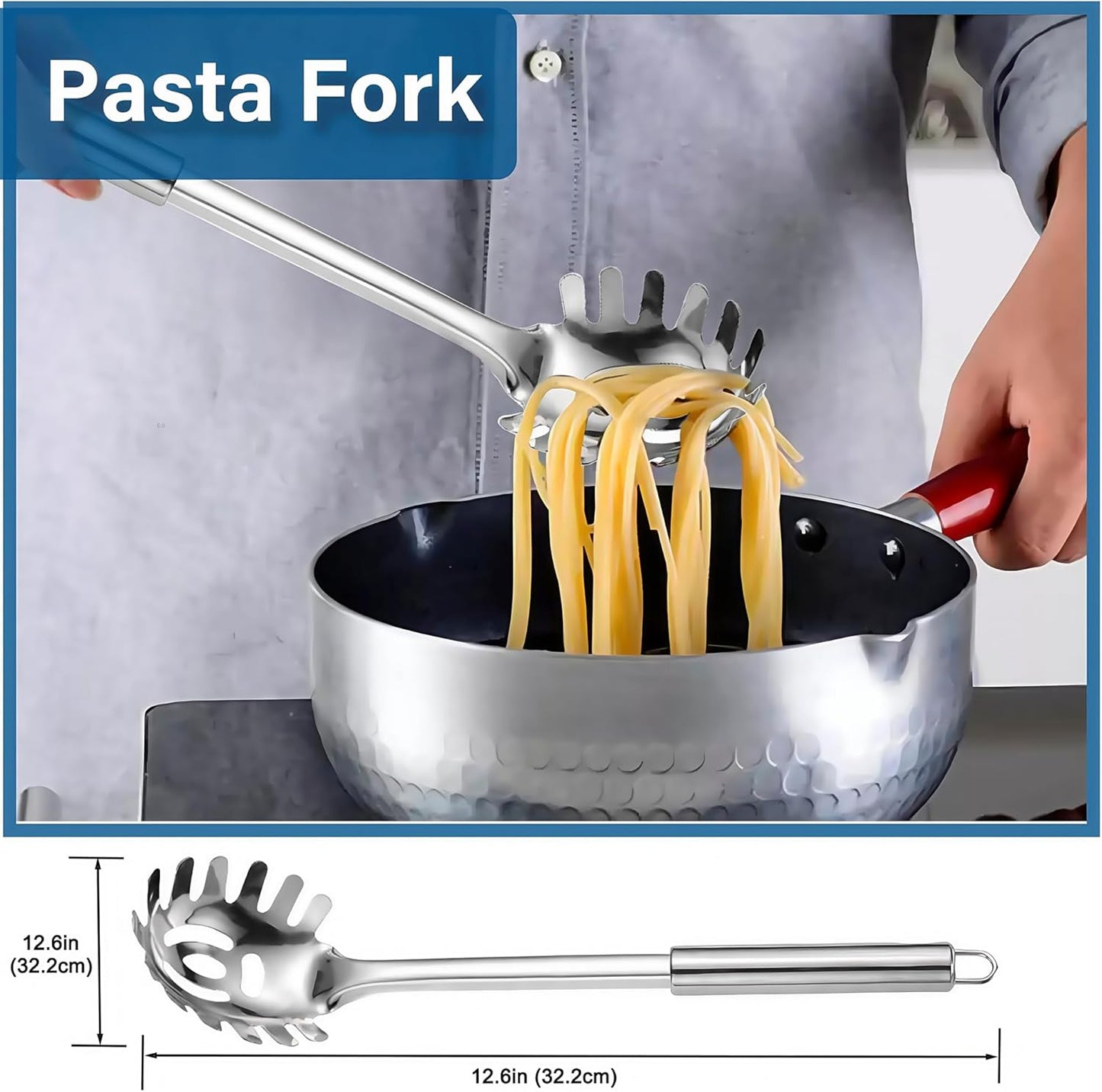 2 Pack Stainless Steel Serving Spoon, Heat Resistant Kitchen Noodle Spoon for Cooking, Serving, Mixing and Spaghetti