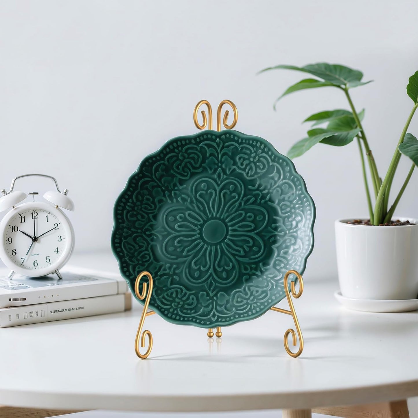 Gold Plate Stand, 12 Inch Decorative Holder for Displaying Platters, Heavy-Duty Metal Easel Stand for Picture, Photo Frame, Books and Round Objects