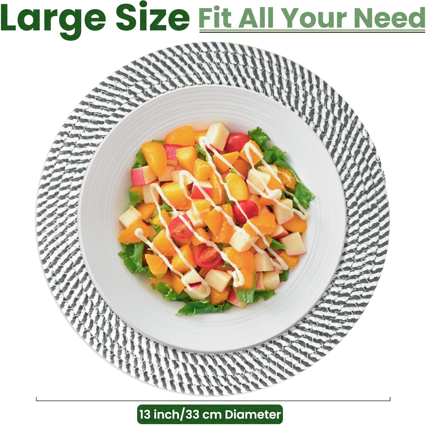 13 Inch Trivets for Hot Dishes, Large Trivets for Hot Pots and Pans, Thicken Heat Resistant Round Place Mats Woven Table Mats, Boho Placemats for Kitchen Dining Table, 6 Pcs