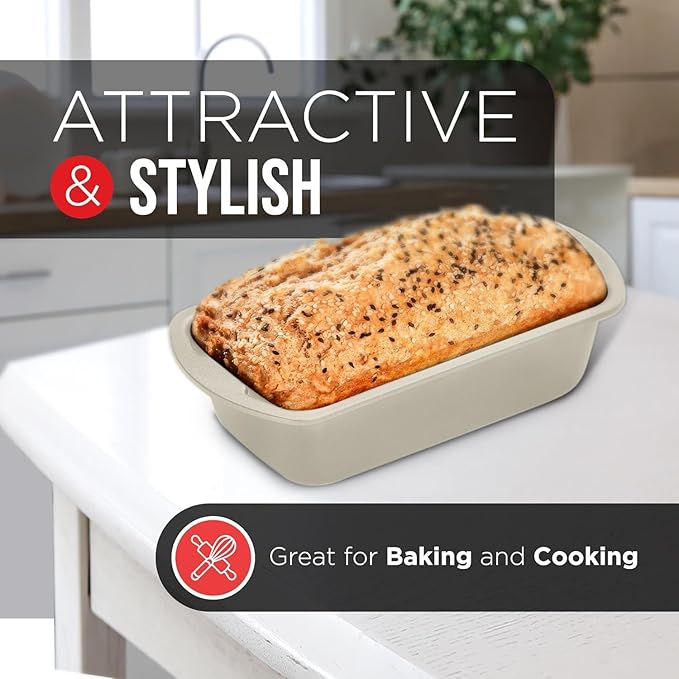 Nonstick Loaf Pan Set Pack of 1, Carbon Steel 11" Large Baking Bread Pan, Oven Safe Up to 450°F, PFOA, PFOS, PTFE Free, Space Saving Stackable Design, Stain Resistant, Dishwasher Friendly,White Marble