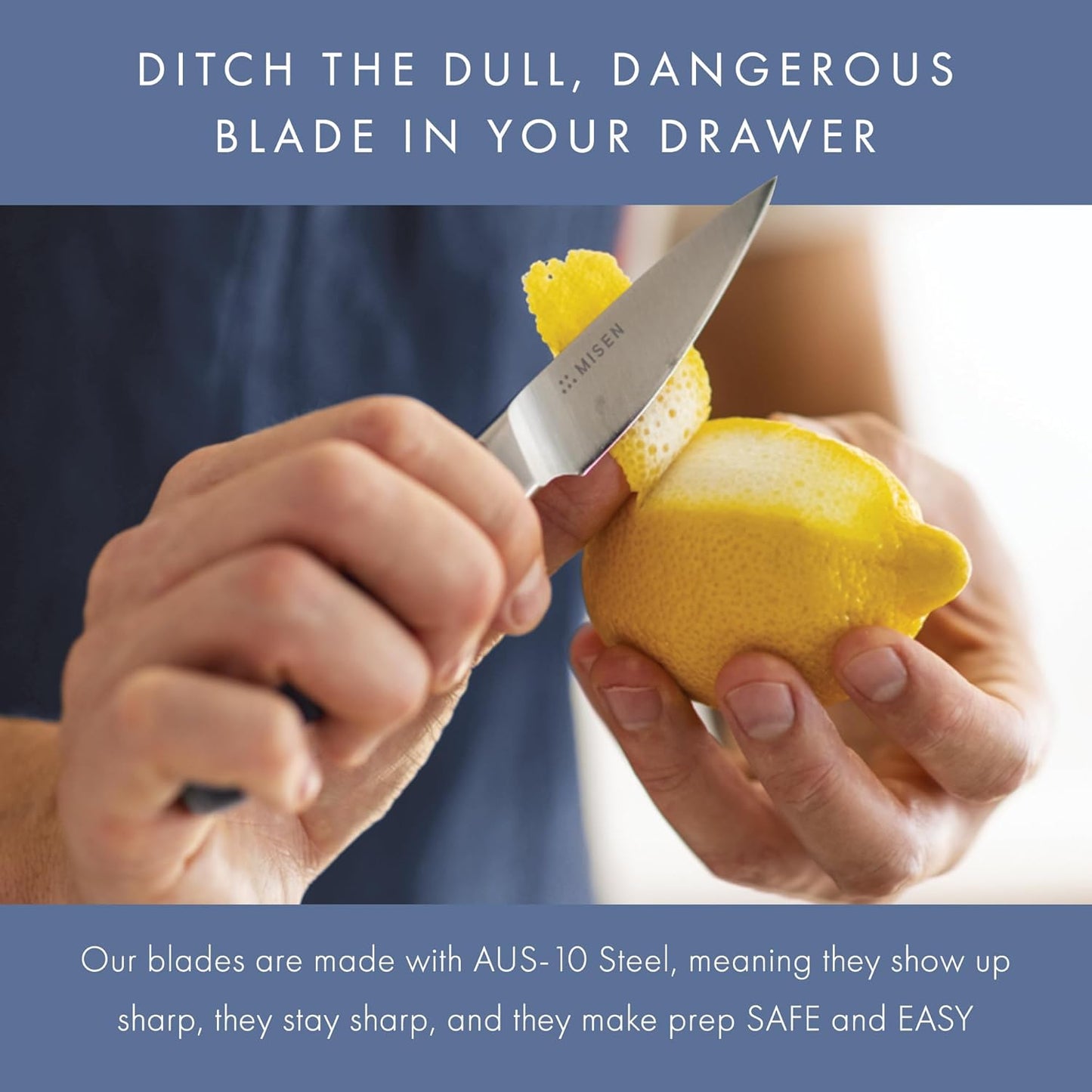 Misen Paring Knife – Precision Kitchen Knife with High-Carbon Stainless Steel Blade – Ergonomic Handle for Peeling, Trimming, and Slicing – Lightweight, Versatile Tool for All Culinary Tasks - Blue