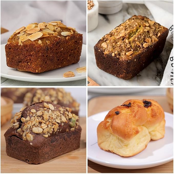 CAKETIME Mini Loaf Pans, Metal Reinforced Frame Silicone Bread Loaf Pans 8 Cavities Nonstick for Baking Cornbread, Mini Bread, Brownie, Cheesecake, Chocolate 2 Pack Confetti