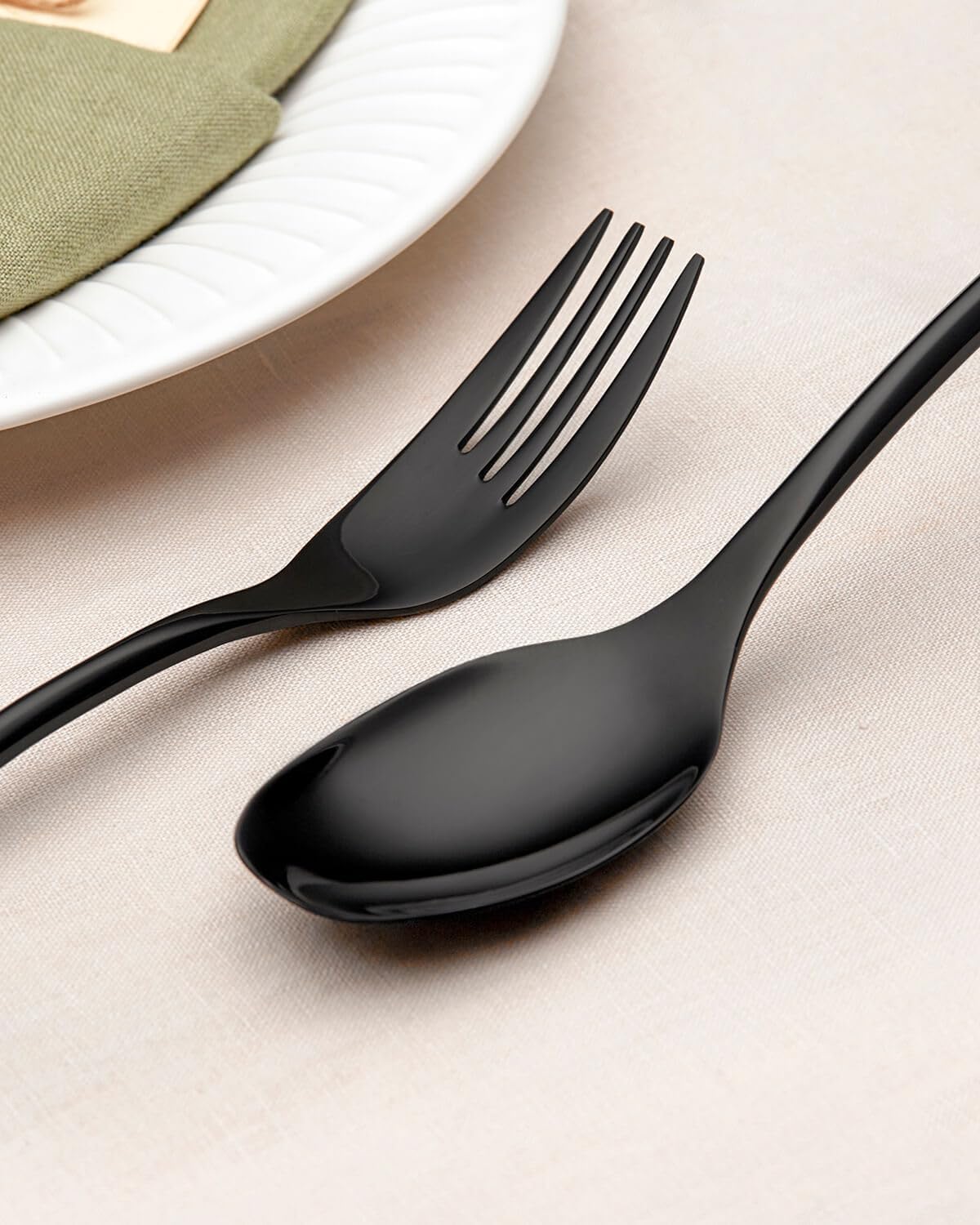 Lemeya 20-Piece Black Silverware Set for 4,Modern 18/10 Stainless Steel Flatware Set,Luxury Cutlery Set,Unique Utensils Set for Restaurant,Spoons and Forks Set,Mirror Polished,Dishwasher Safe