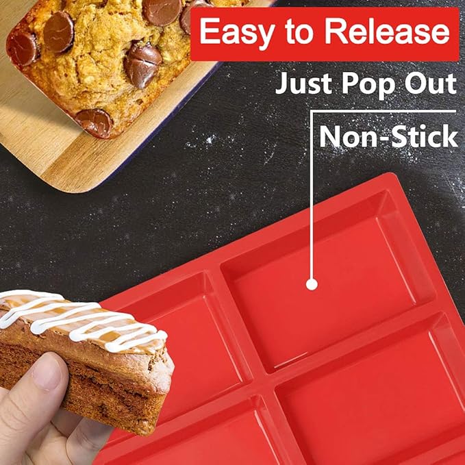 Walfos Silicone Mini Loaf Pan, Non-Stick Mini Bread Pan, 9 Cavity Silicone Bread Baking Mold, Perfect for Mini Loaf Cake and Bread, Meatloaf, Food Grade and BPA Free