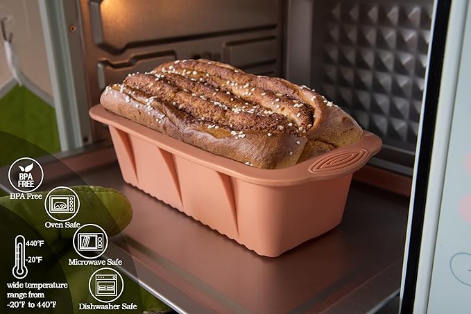 3 pack Silicone Bread Loaf Pans - Baking Mold For Baking Cakes,Brownies,Long loaf of bread Cheesecakes,Homemade Cakes Breads,Meatloaf,Ice brickand and More Set of 3 colors