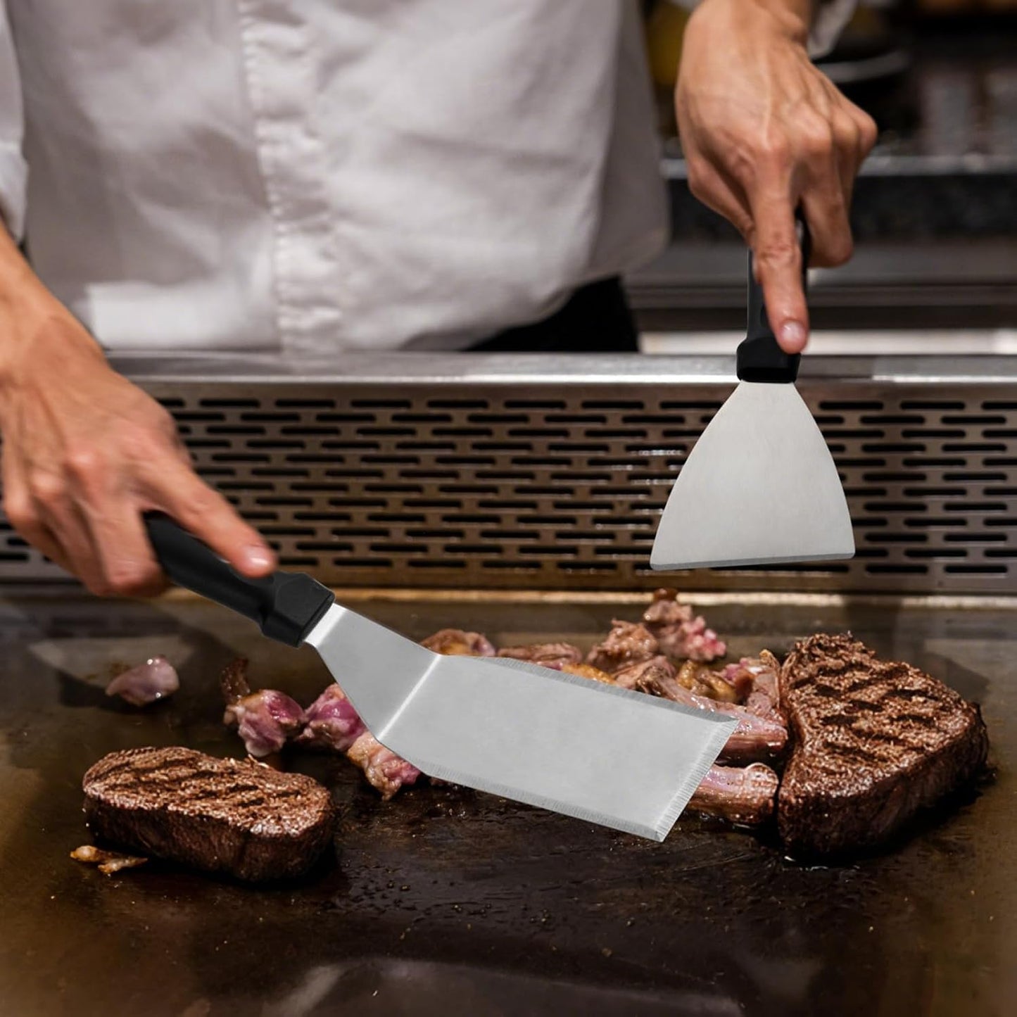 Stainless Steel Spatula Set, Amafox 5-Piece Grill Spatula Set with Full Tang Handle- Flat BBQ Grill Griddle Accessories- Spatula Pancake Flipper Hamburger Turner