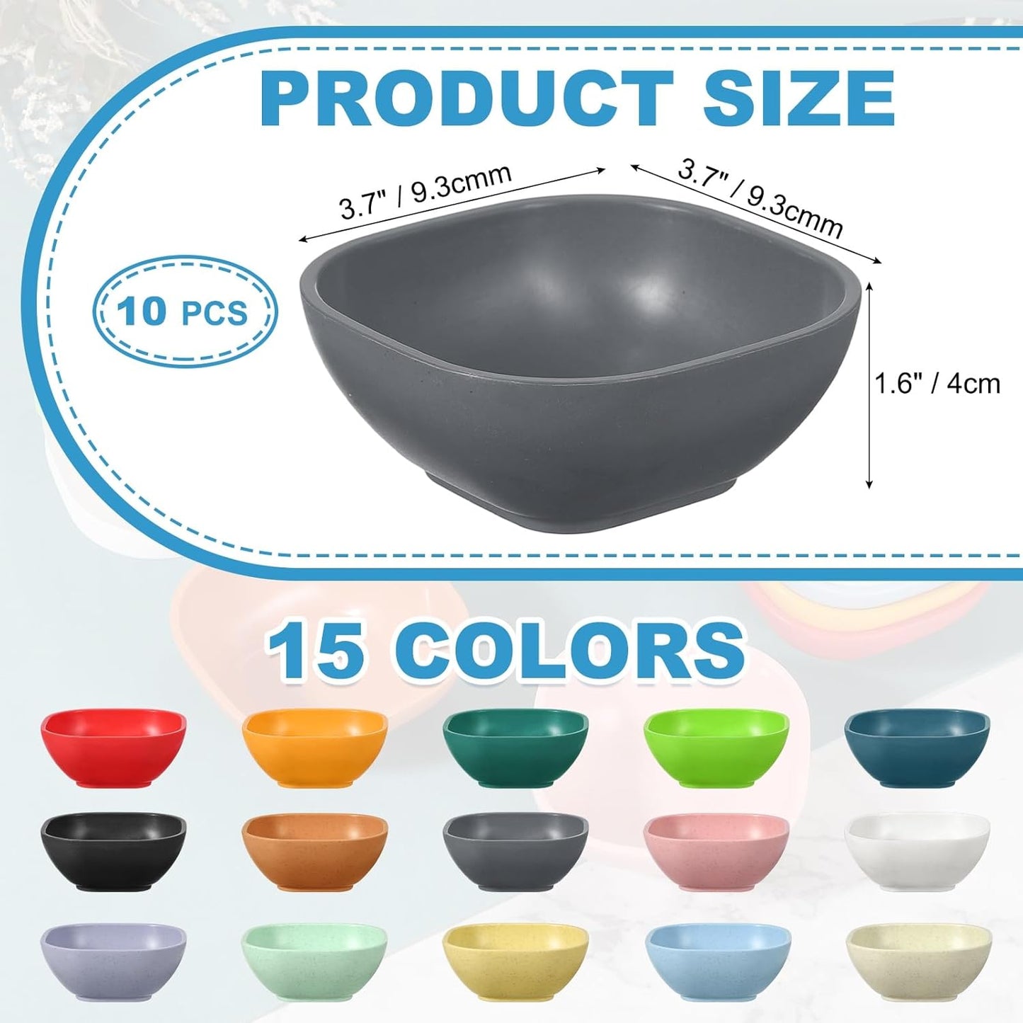 uxcell 10pcs Straw Dipping Bowls, Unbreakable Prep Bowls, Small Dessert Bowls for Side Dishes Snacks Fruits Appetizers, Grey