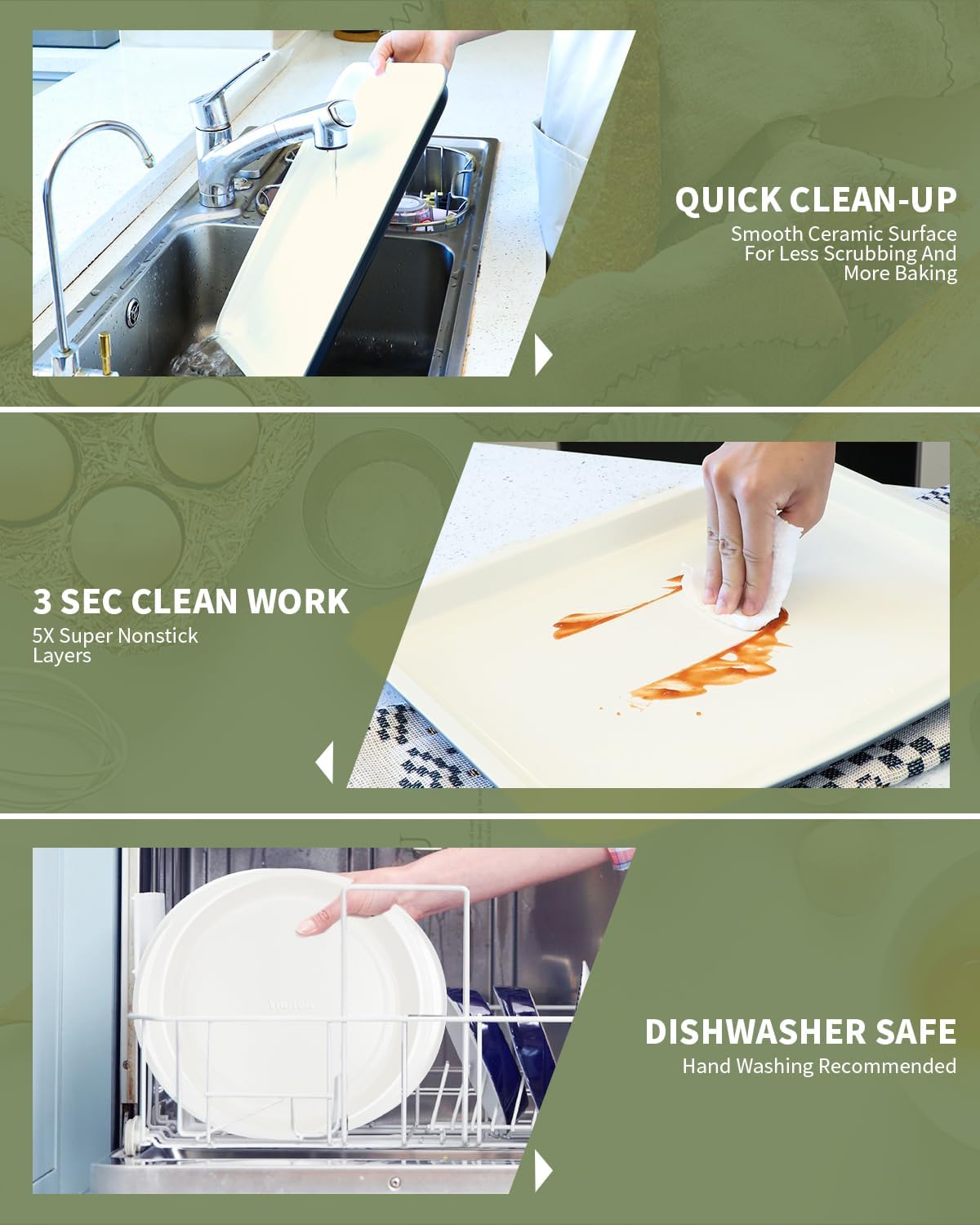 Ceramic Nonstick Baking Pans Set, Non Toxic 33 PCS Stackable Bakeware Sets, 550°F Oven Safe Baking Sheet & Pans, Warp-Free, Dishwasher Safe, PTFE/PFOA/PFOS-Free (Blue)