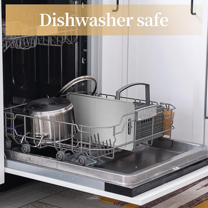 Titanium Cutting Board-Pure Titanium Cutting Boards For Kitchen，Double-Sided Metal Cutting Board with Juice Groove, Separates Meat and Vegetables, Dishwasher Safe (Pattern 14×10 Inch)