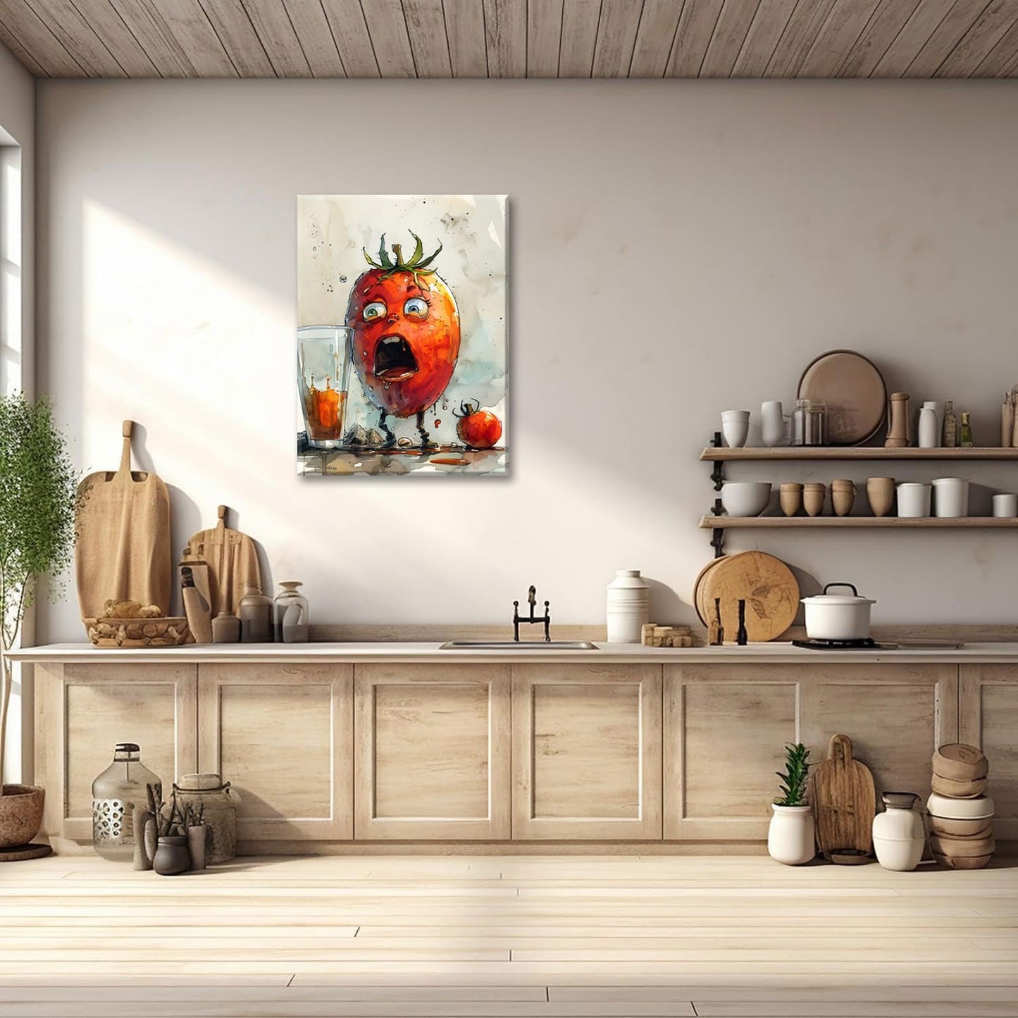 OIQArtOIQ Funny Kitchen Wall Art, Weird Kitchen Wall Decor, Vegetable Paintings Cool Postsers, Food Art, Eclectic Decor Dining Room, Chef Canvas Wall Art Print Artwork, Pickle Pictures