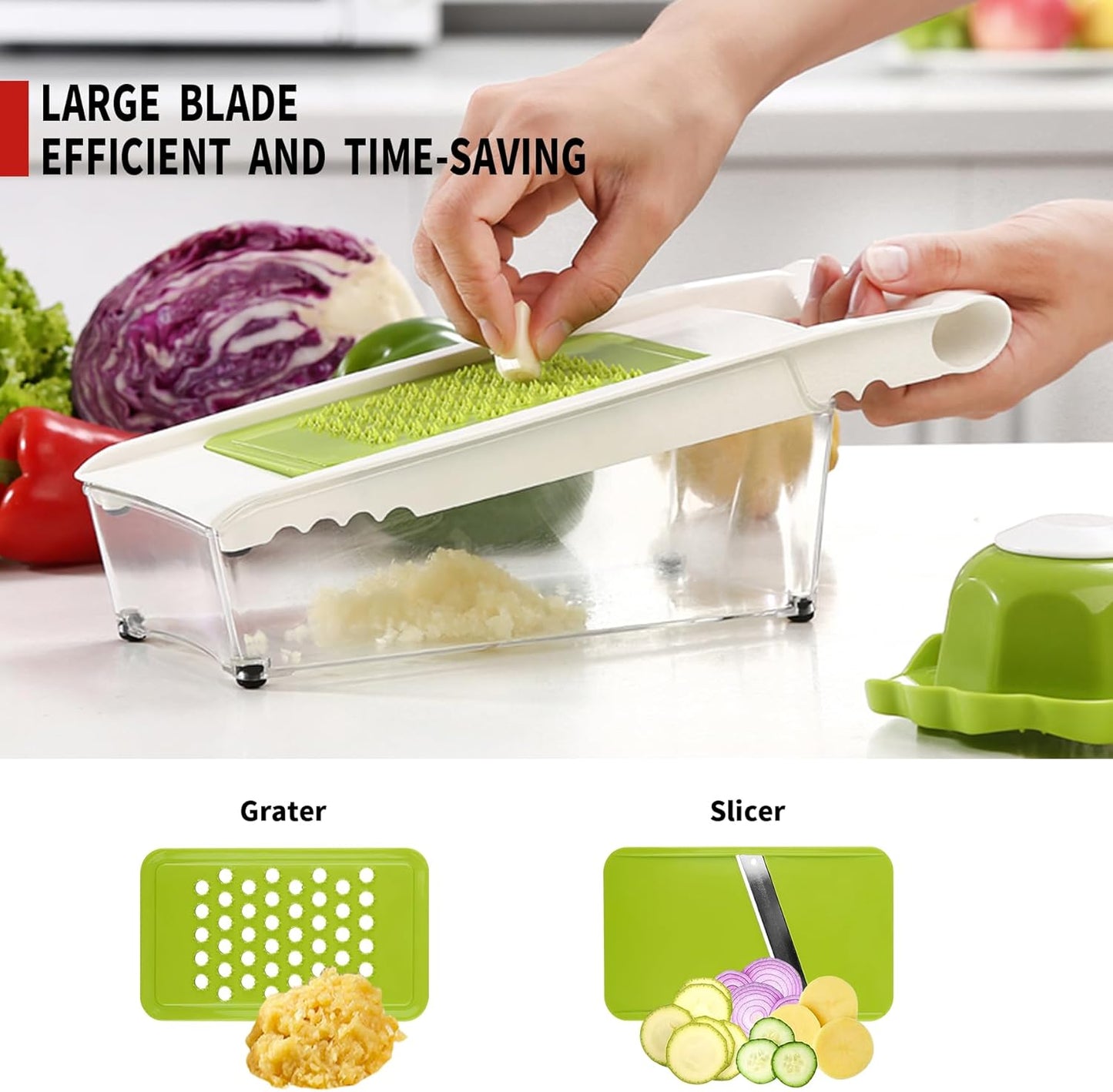 Graters For Kitchen, Cheese Grater with Container, Mandoline Slicer For Kitchen, Vegetable Grater, Carrot Shredder, Julienne Slicer and Peeler, Potato Slicer, Cheese Shredder