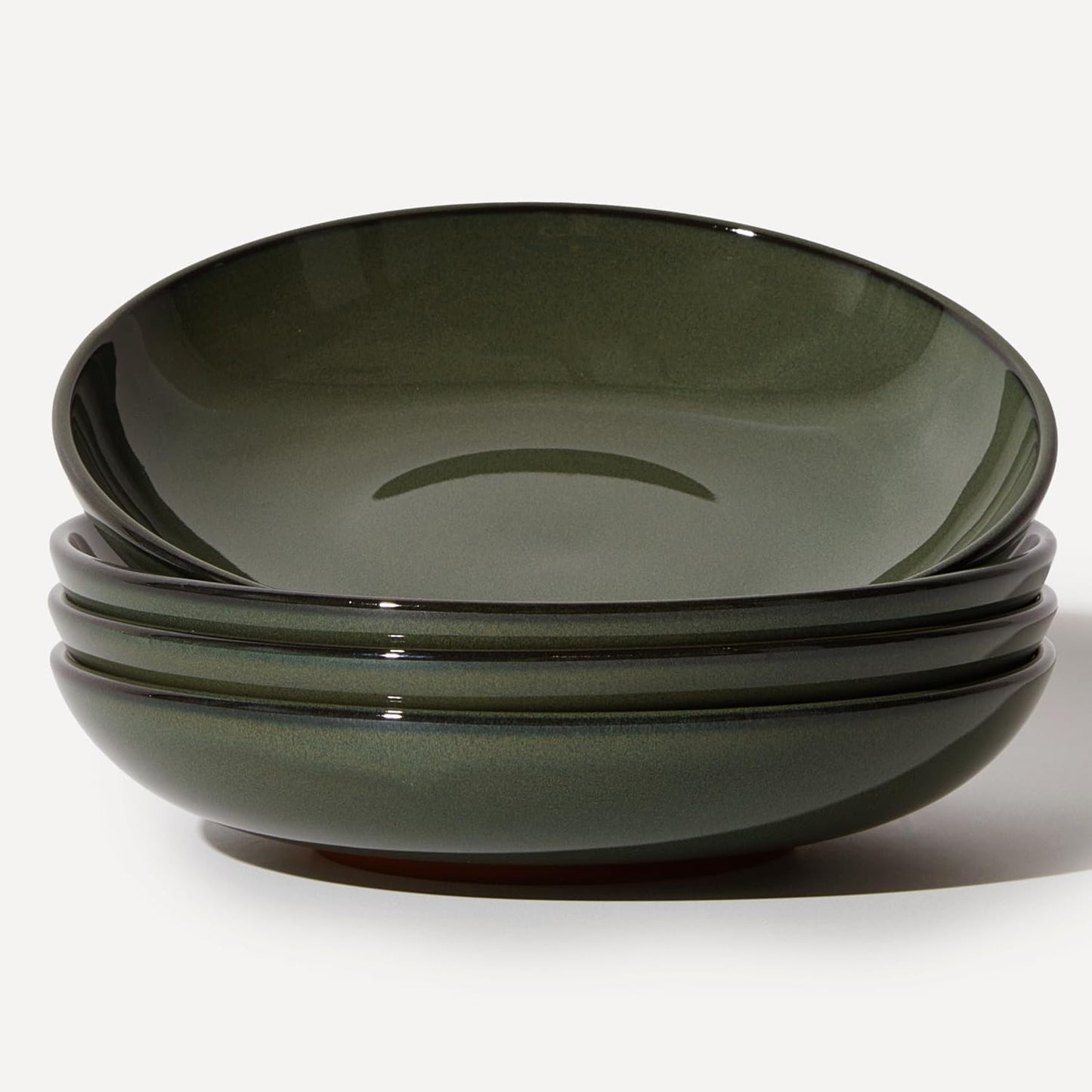 Pasta Bowls Set of 4, Reactive Glaze Salad Bowl 30 oz, Microwave & Dishwasher Safe, Large Wide Serving Bowls for Fruit/Soup/Noodle/Dessert, Blackish Green