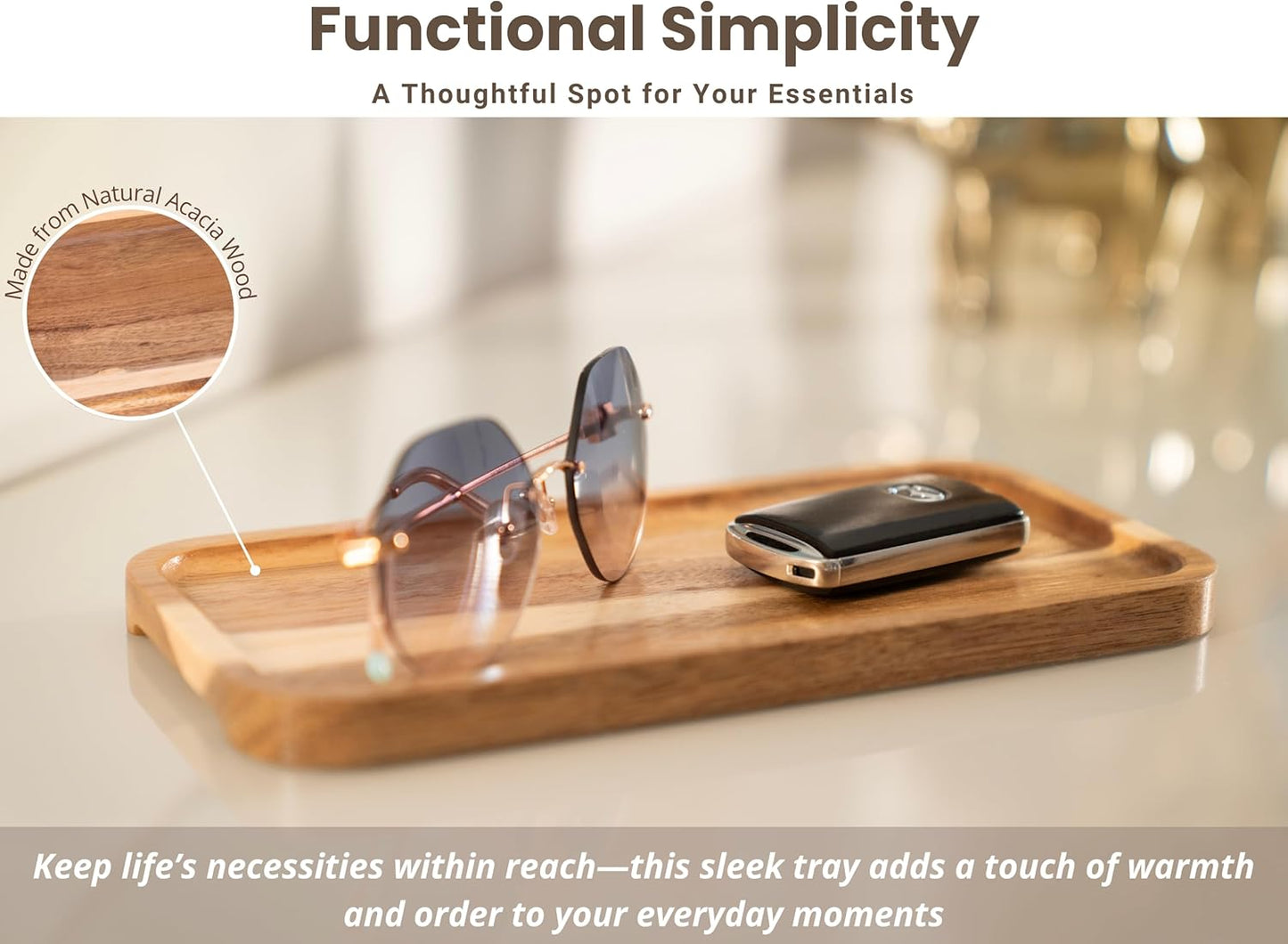 Acacia Wood Serving Tray Set – Small Rectangular Wooden Platters with Cheese Tools for Food, Appetizers & Charcuterie, Ideal for Gatherings, Snack & Cheese Board (Set of 4)