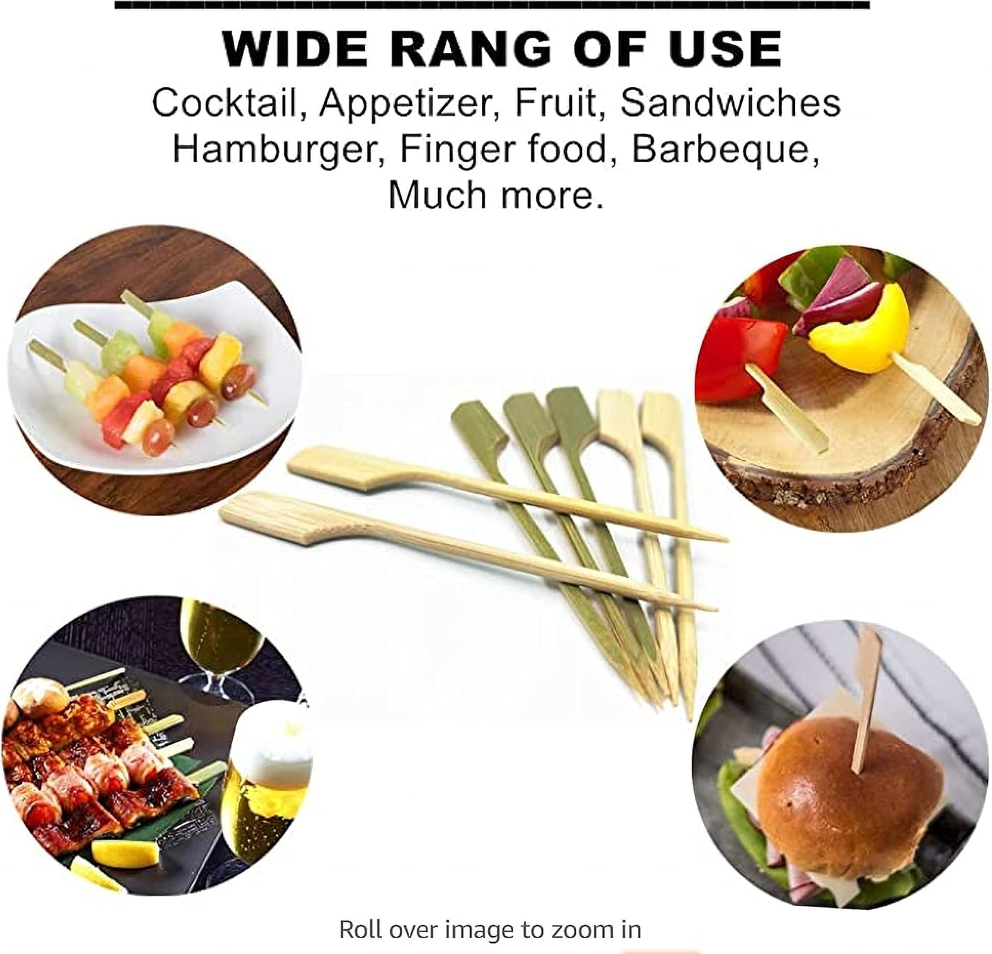 4.7 inch (260 Pack) Bamboo Wooden Paddle Picks Skewers for Cocktail，Cocktail Picks for Drinks ，Toothpicks，Appetizers，BBQ，Fruit Kabobs，Sandwich，Barbeque Snacks.…