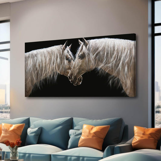 CHUDANHAO Horse Wall Art- White Pictures Animal Wall Decor Prints Artwork for Living Room Bedroom Home Office Wall Decorations 24"x48"