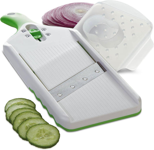 PrepSolutions Adjust-A-Slice Mandoline Slicer, Green – Adjustable Thickness, Perfect for Vegetables, Fruits, and More