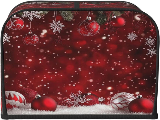 Toaster Cover 4 Slice Christmas Red Ball Winter Kitchen Small Appliance Covers with Pockets Dust and Fingerprint Protection
