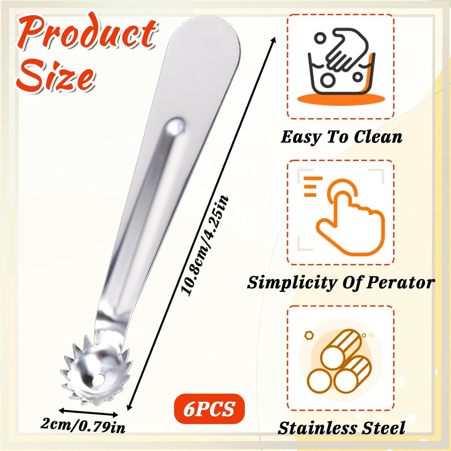 6 Pcs Tomato Stem Corer Strawberry Pitter Baller Practical Stainless Steel Huller Kitchen Tool Fruit Vegetable Stem Remover