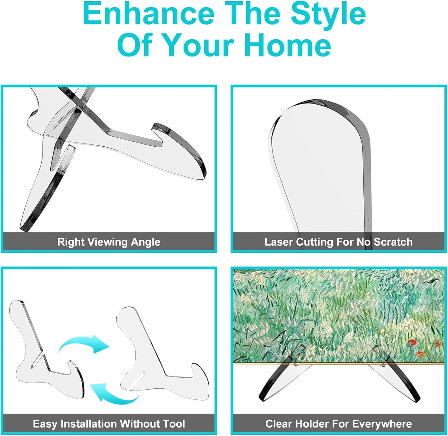 Boloyo "X Shape Acrylic Plate Display Stand, 6.5 Inch 1PC Clear Acrylic Bowl Plate Platter Dish China Porcelain Display Holder Easel Base for Home Kitchen School Art Display