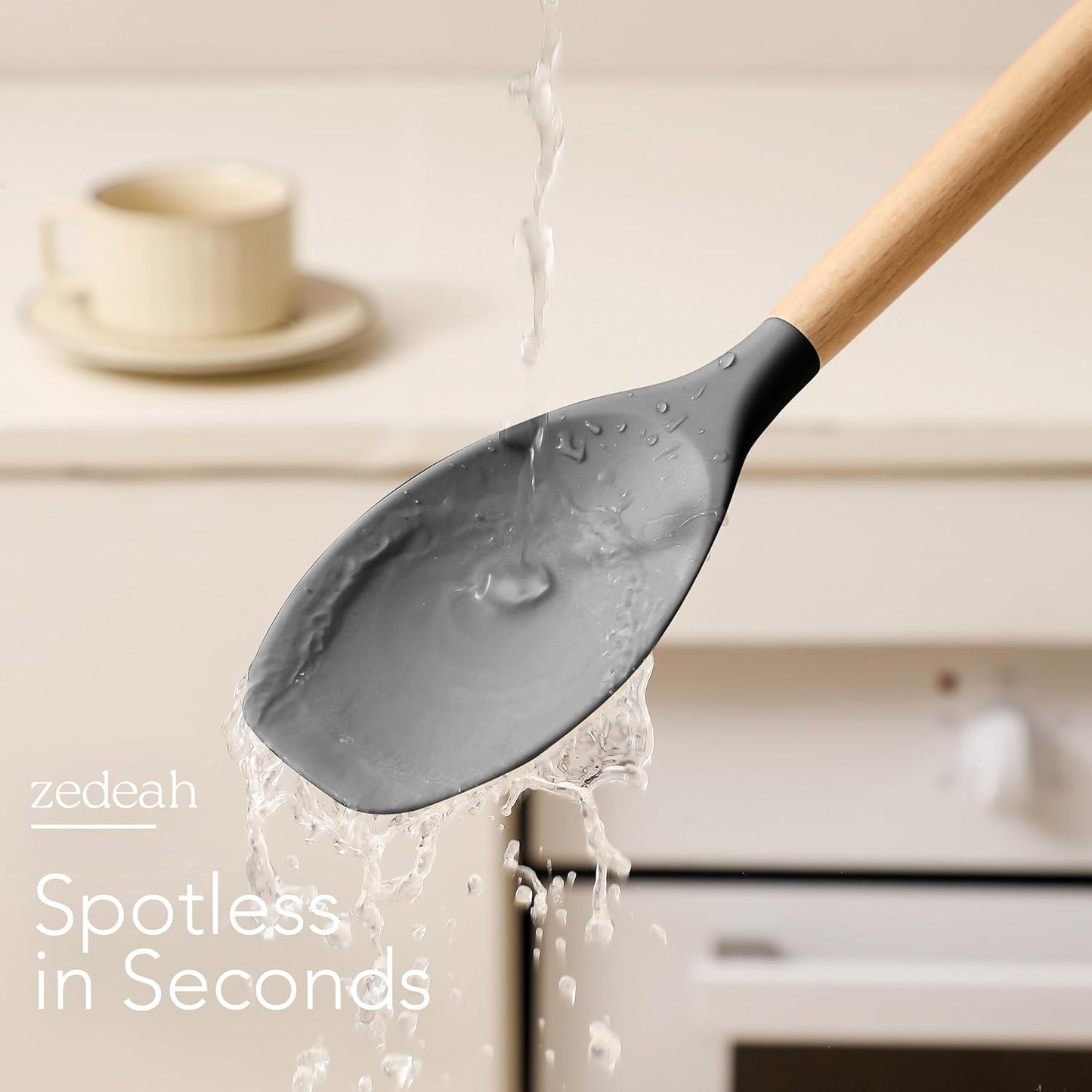 11-Piece Silicone Kitchen Utensil Set with Spatulas, Tongs, Whisk, Turner & Ladle – Heat Resistant, Non-Scratch Cooking Tools with Wooden Handles, Dishwasher Safe, BPA-Free (Black)