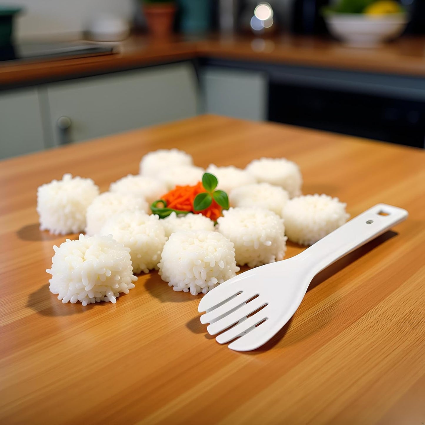 1 Pc White Jumbo Large Plastic Rice Paddle Spatula Scoop Fork-Like, Serving Spoons，Rice and Potato Servers, 10.63" (27 cm) Long