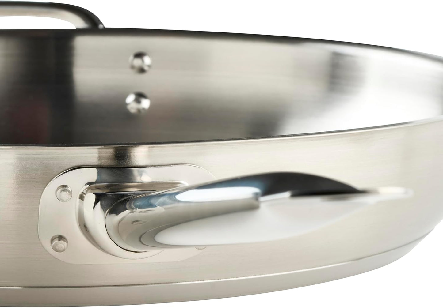 Winco Commercial-Grade Stainless Steel Fry Pan with Helper Handle, Natural Finish, 14"