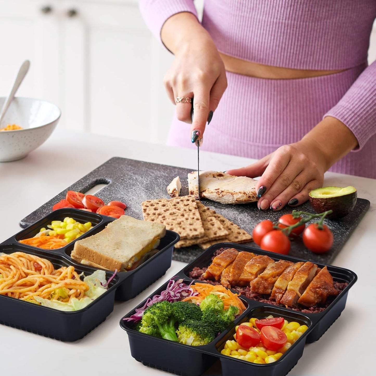 34oz 3-Compartment [1 Pallet-4950 Pack] Meal Prep Containers with Lids, Plastic Food Prep Containers Microwave, Freezer, Dishwasher Safe Leakproof Durable Food Storage Lunch Box To Go Take Out