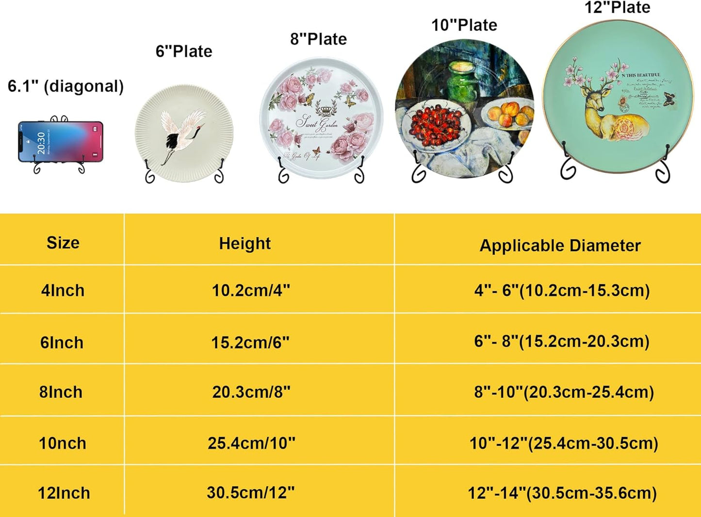 SVENJBB Black Iron Plate Stand, 10 Inch Plate Holder for Display, Small Metal Plate Display Stands for Cookbook, Picture Frame, Photo, Decorative Plates (10 Inch, 1 Pack)