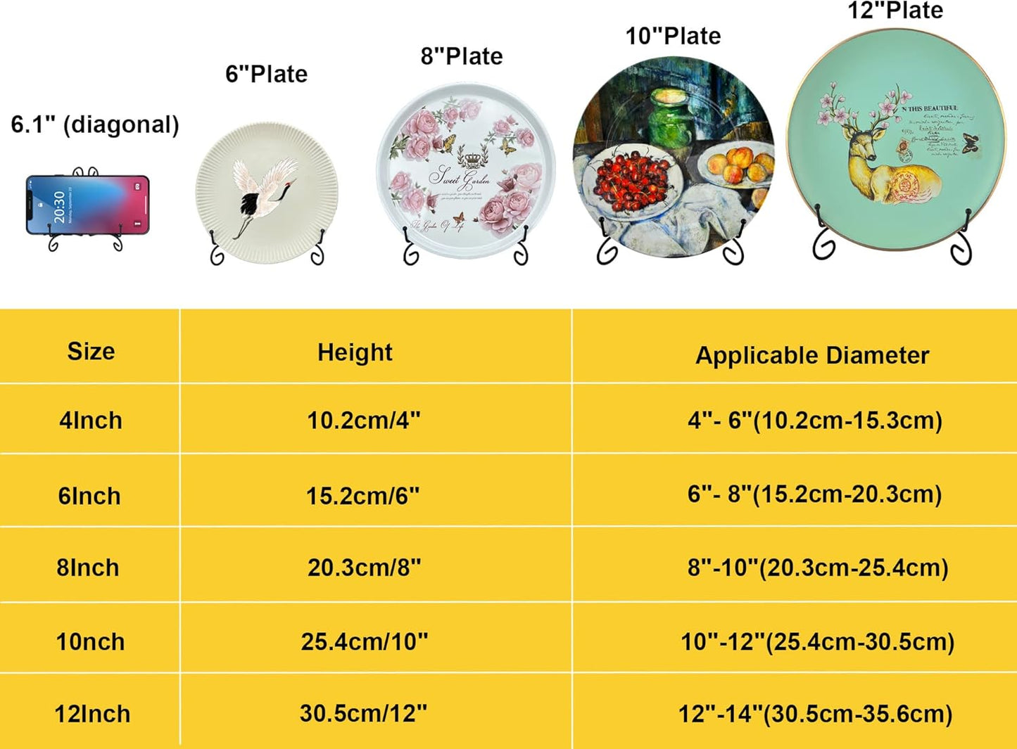 SVENJBB Black Iron Plate Stand, 6 Inch Plate Display Stands (2 Pack)