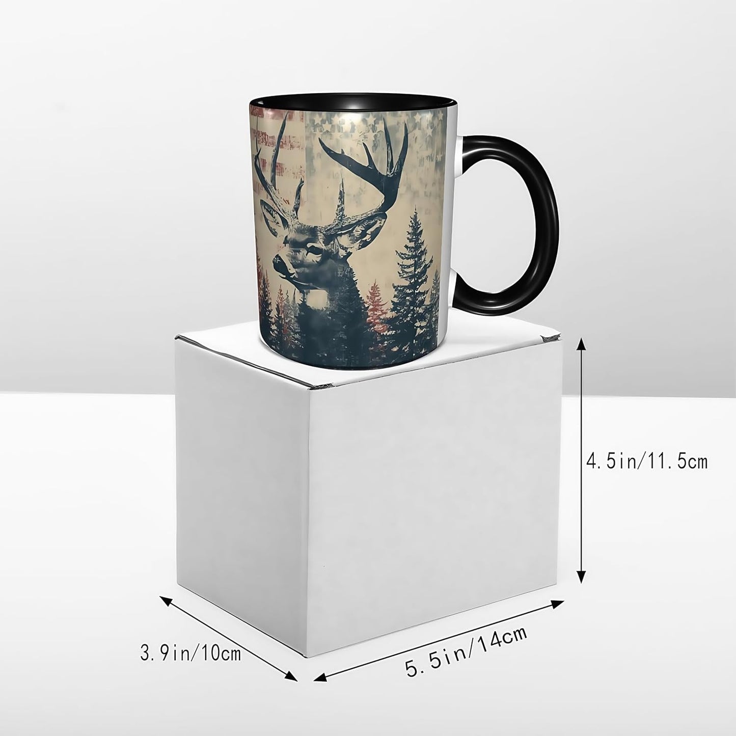FyLybois Deer Coffee Mug Ceramic Coffee Cup with Handle Microwave Safe for Home or Office Gifts for Women and Men