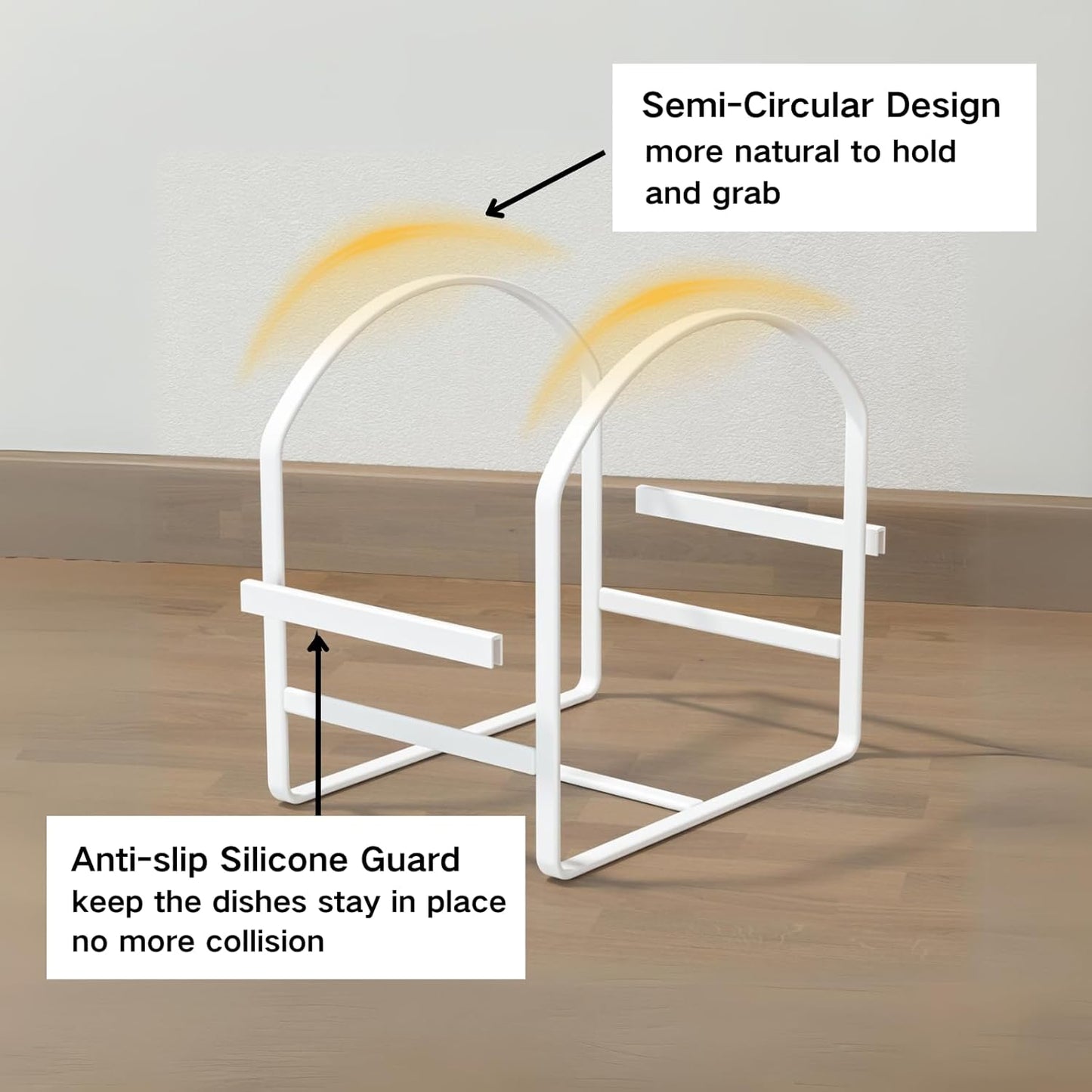 4 Pack Kitchen Plate Holder Organizer for Cabinet Space Saver Dinner Dish Storage Rack Upright Dish Drying Racks Metal Plate Dish Racks Stand for Cupboard and Countertop 2 Large 2 Small White