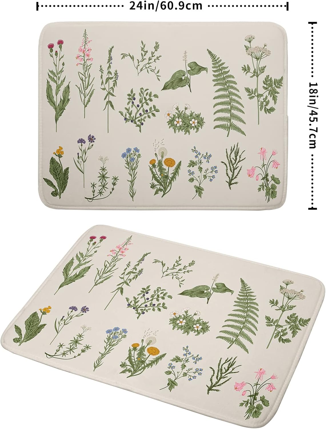 Sage Herb Dish Drying Mat For Kitchen Counter 18x24 In Leaves Microfiber Absorbent Dishes Pad Wild Plant Drying Mat Floral Drying Pad Green Decor Dish Drainer Rack Mats For Coffee Bar Mats