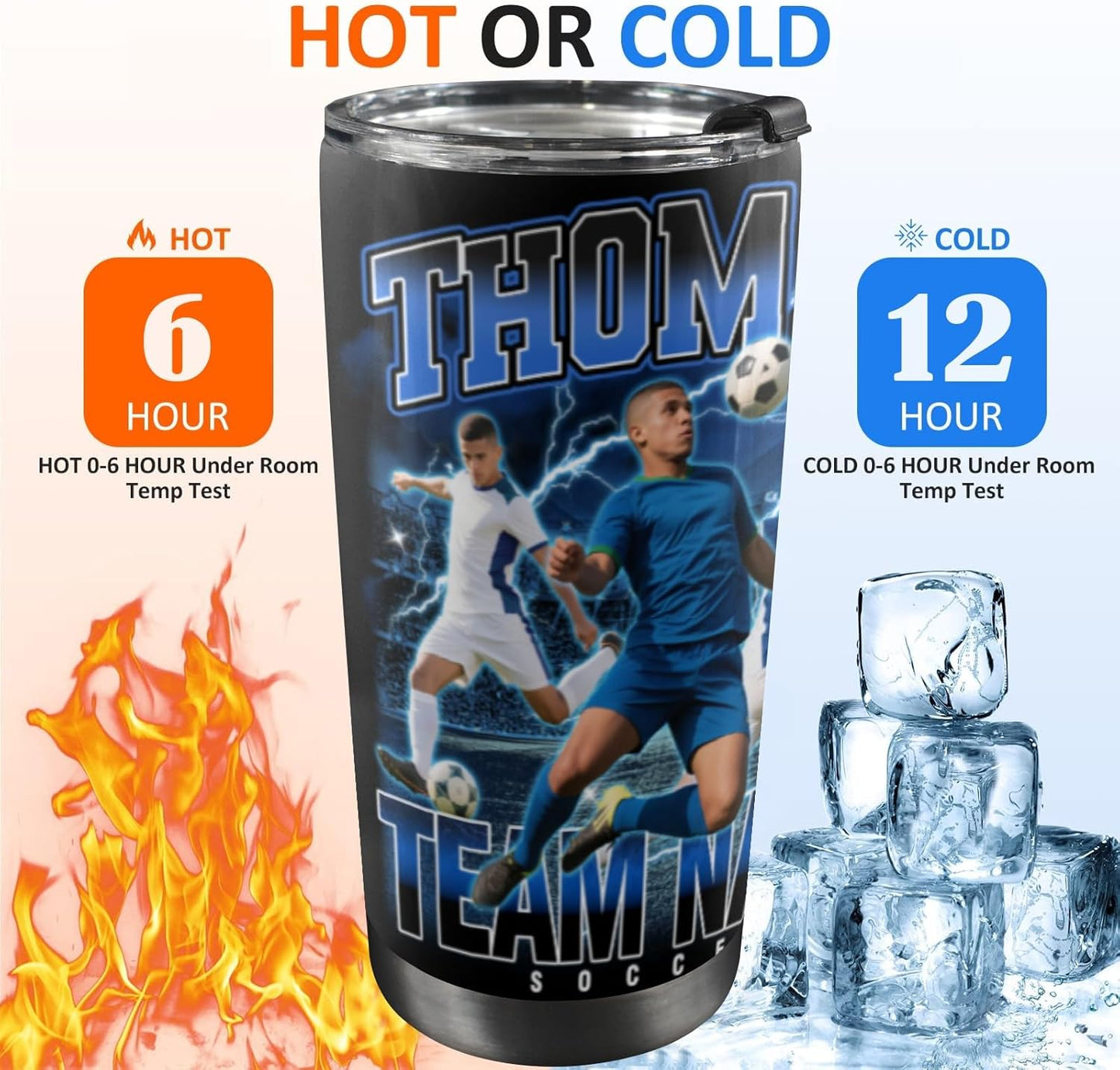 YESCUSTOM Personalized Tumbler With Photos For Soccer Lover Boyfriend Stainless Steel Travel Mug Insulated