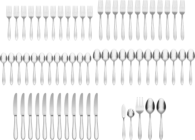 Oneida Mooncrest 65-Piece Flatware Set, Service for 12 Silver
