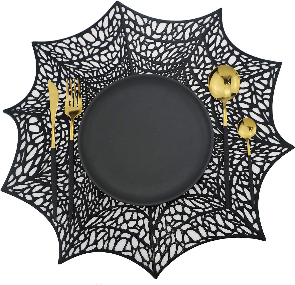 Shiny Silverware Sets, 24-Piece Elegant Cute Black Handle Gold Cutlery set,304 Stainless Steel Silverware Set for Eating Home Kitchen Hotel Restaurant, Sets for 6 People, Dishwasher Safe