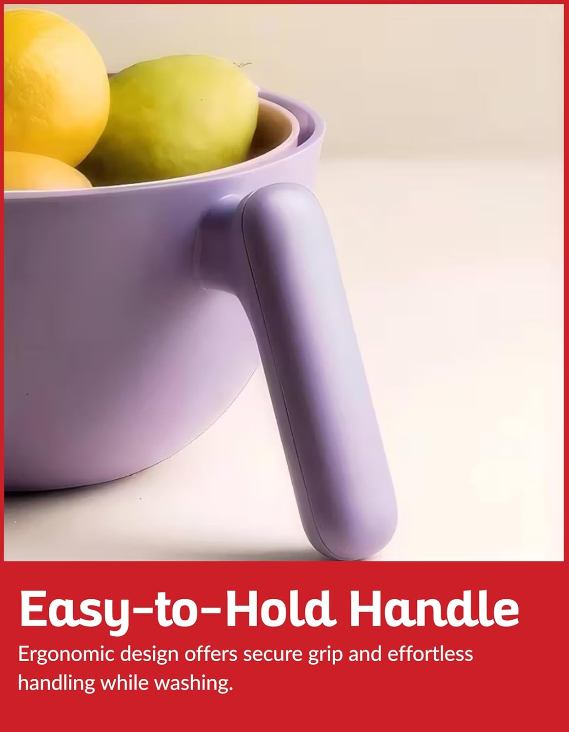 Multi Functional Draining Basket – Double Layer Colander & Bowl Set for Pasta, Fruits, Vegetables & Rice – Durable BPA-Free, Dishwasher Safe - Purple